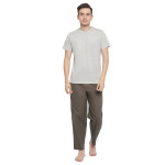 Grey Solid Sleepwear top bottom set