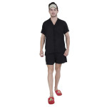Black Solid Sleepwear top bottom Set