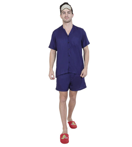 Blue Solid Sleepwear Set