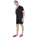 Black Solid Sleepwear top bottom Set