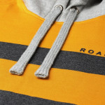Men Charcoal Grey & Mustard Yellow Colourblocked Hooded Sweatshirt